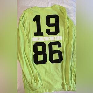 PINK Victoria's Secret Lime Green Long Sleeve Tee